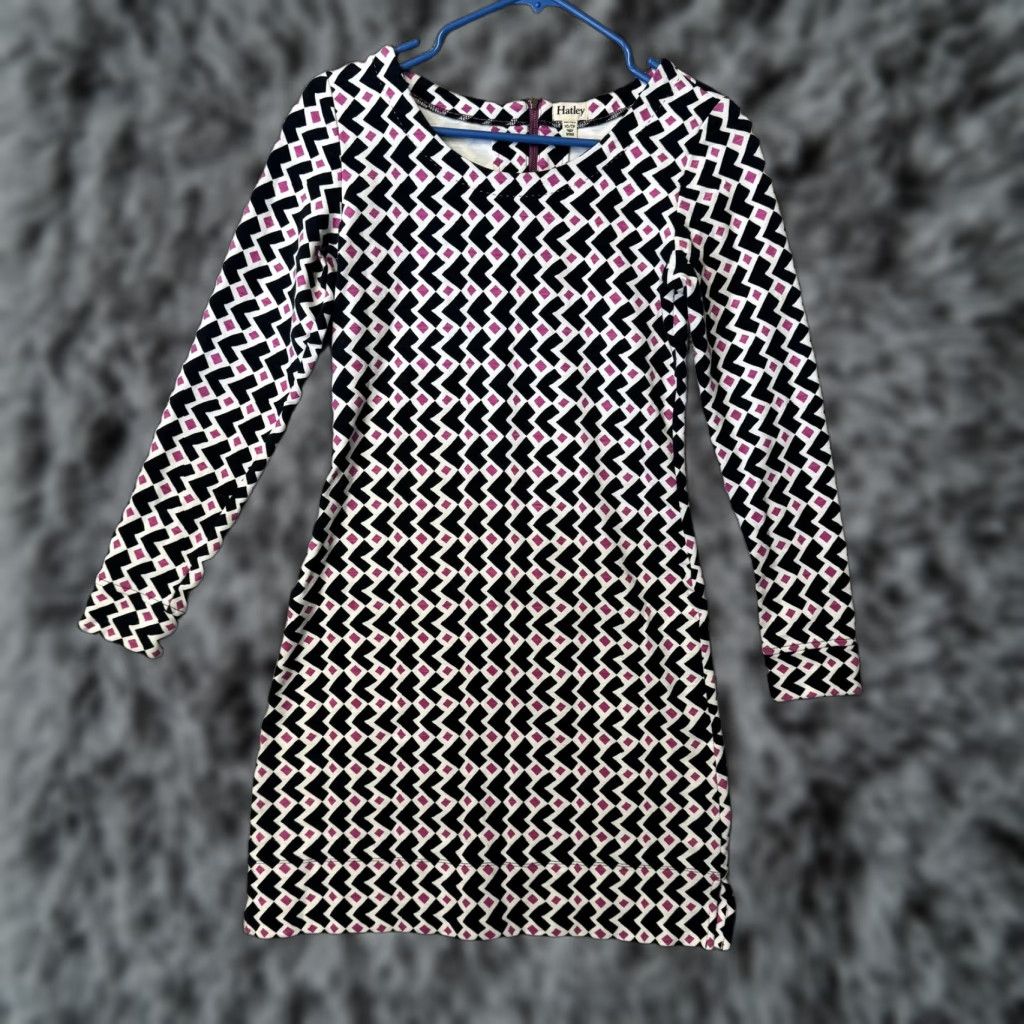 Vintage Hatley Dress Geometric Mod Retro 60s Preppy Chic Office Bodycon Mini Stretch XS Size XS / US 0-2 / IT 36-38 - 1 Thumbnail