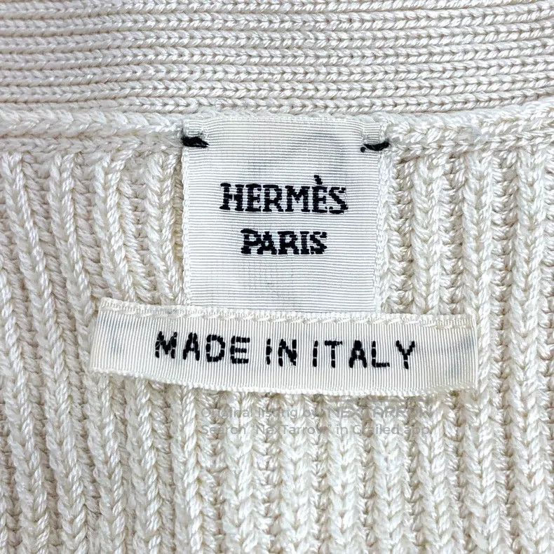 Hermes Hermes Beige Mulberry Silk V-Neck Long Sleeve Knitted Top Size XS / US 0-2 / IT 36-38 - 5 Thumbnail