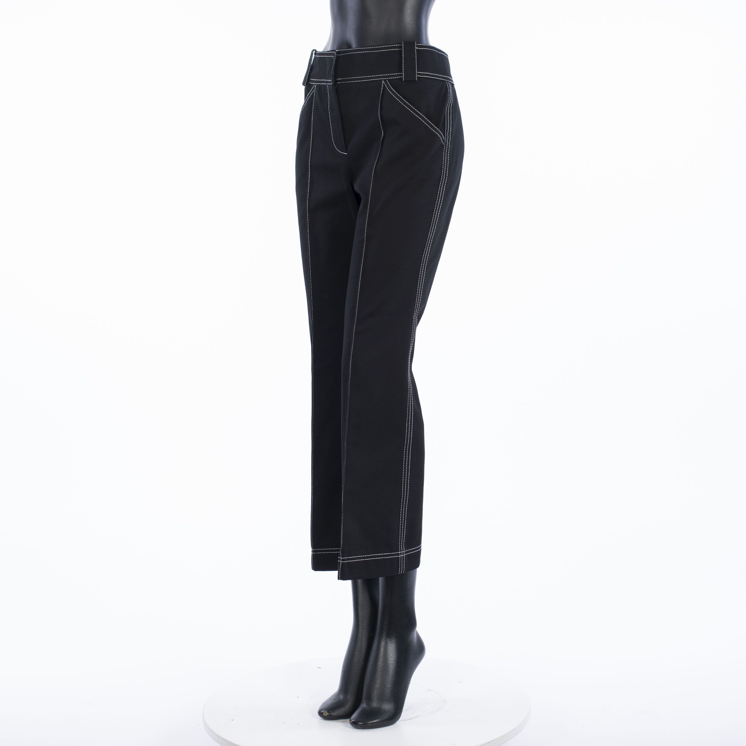 Fendi Pants In Black Cotton With Contrasting Stitch Detailing Size 27" / US 4 / IT 40 - 2 Thumbnail