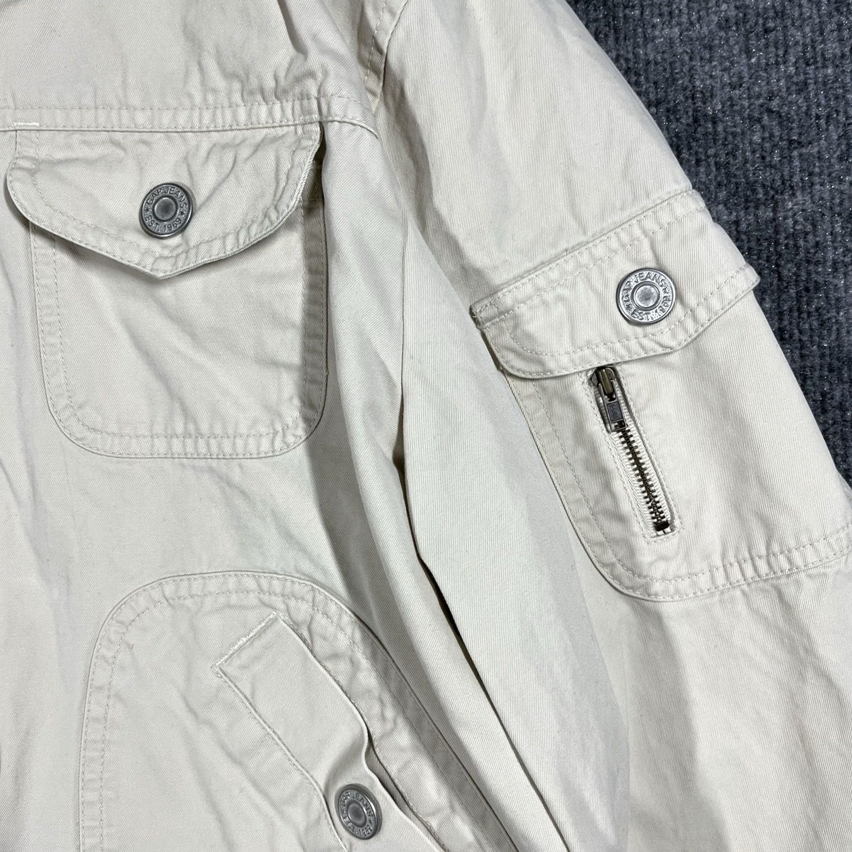 Gap VINTAGE Gap Bomber Jacket Womens XL White Cotton Biker Moto Jacket Women Vintage 90s 00s Size XL / US 12-14 / IT 48-50 - 4 Thumbnail