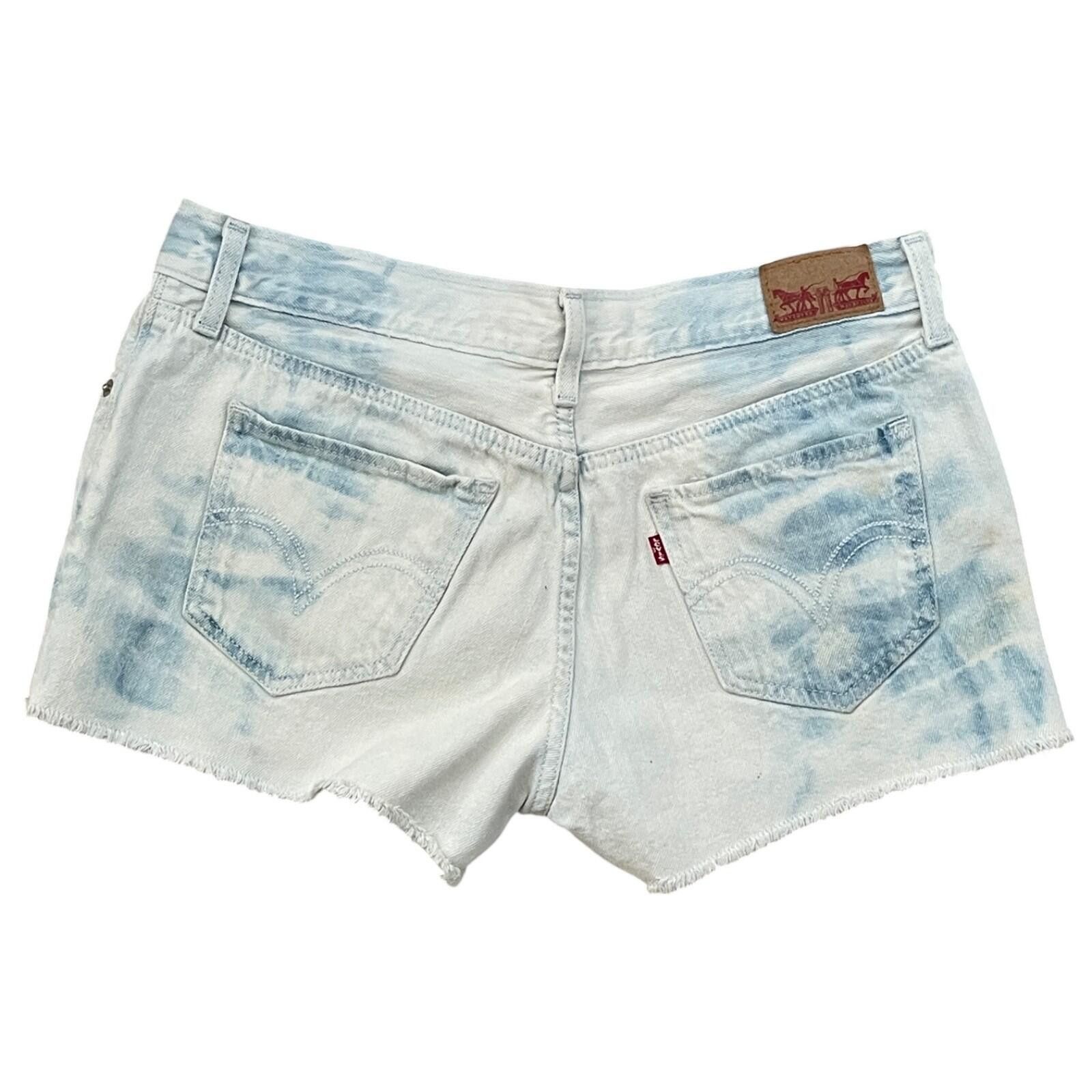 Levi's Levi’s 501 Women’s Denim Shorts Size 7 Acid Wash Raw Hem Size 30" / US 8 / IT 44 - 2 Thumbnail