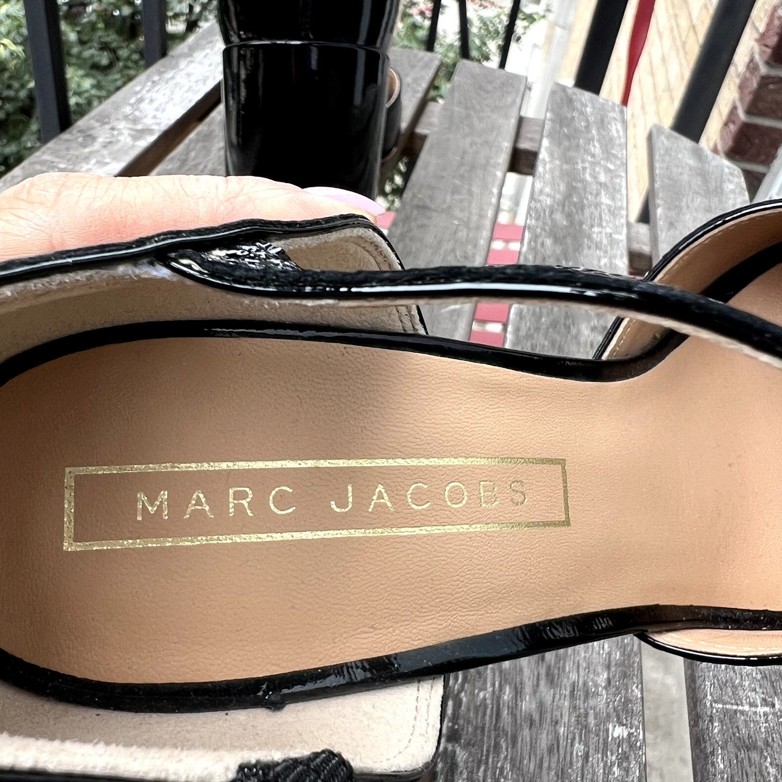 Marc Jacobs Marc Jacobs Kasia Strass Black Patent Leather Heeled Sandals Size US 9 / IT 39 - 4 Thumbnail