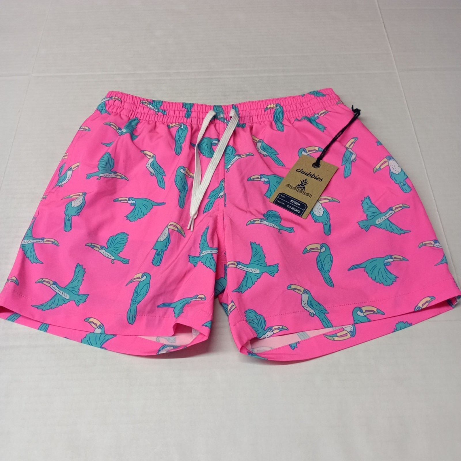 Chubbies Chubbies The Toucan Do Its Lined Swim Trunks Pink Men M 5.5" Size US 28 / EU 44 - 1 Thumbnail