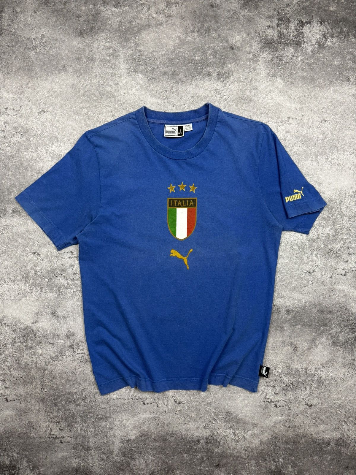 Puma Vintage Puma Italy Soccer Jersey T-Shirt Blue Blokecore Rare Size US L / EU 52-54 / 3 - 1 Thumbnail