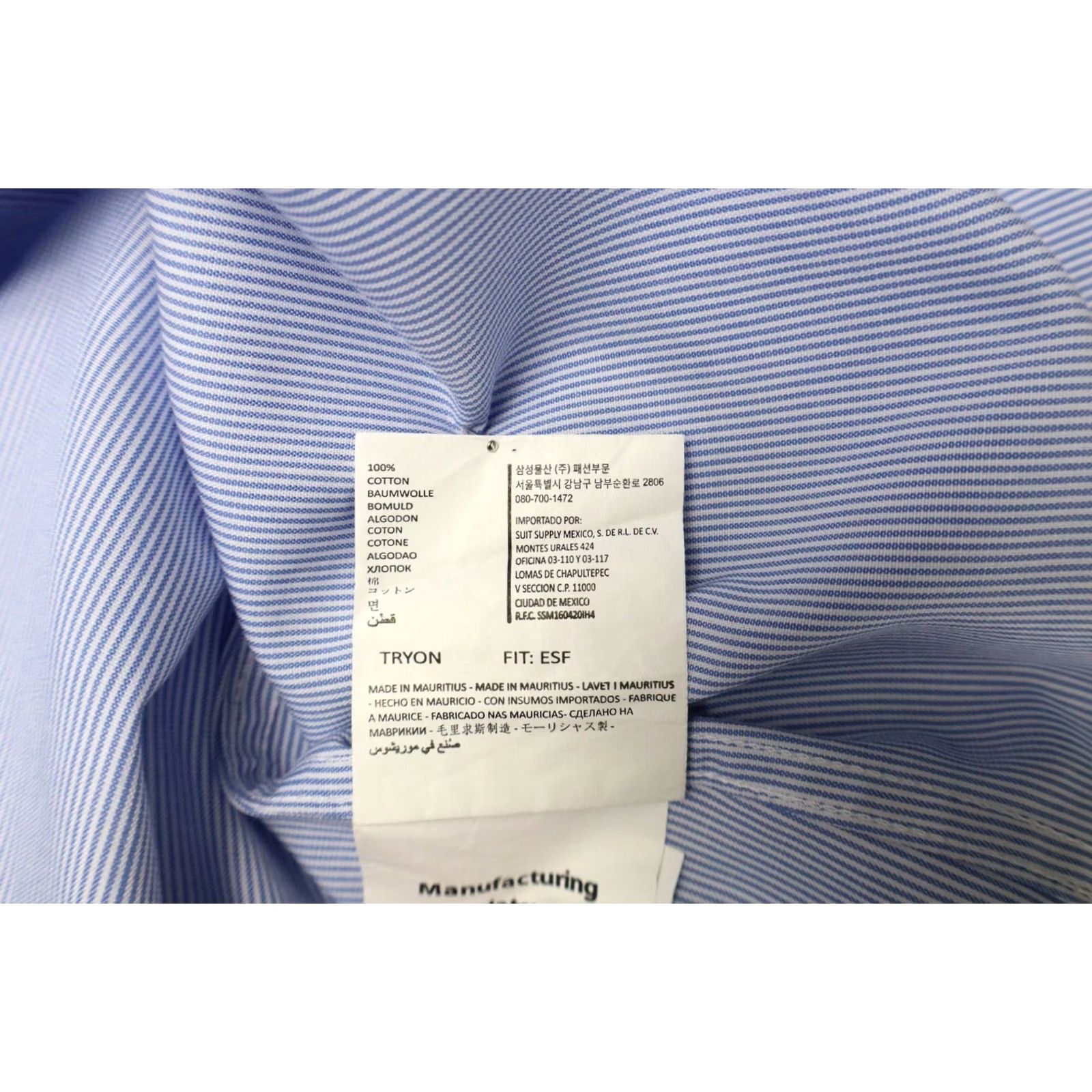Suitsupply SUITSUPPLY Formal Shirt Men's Extra Slim Fit Blue Pinstripe 45-7/17 3/4L Size 48R - 7 Thumbnail