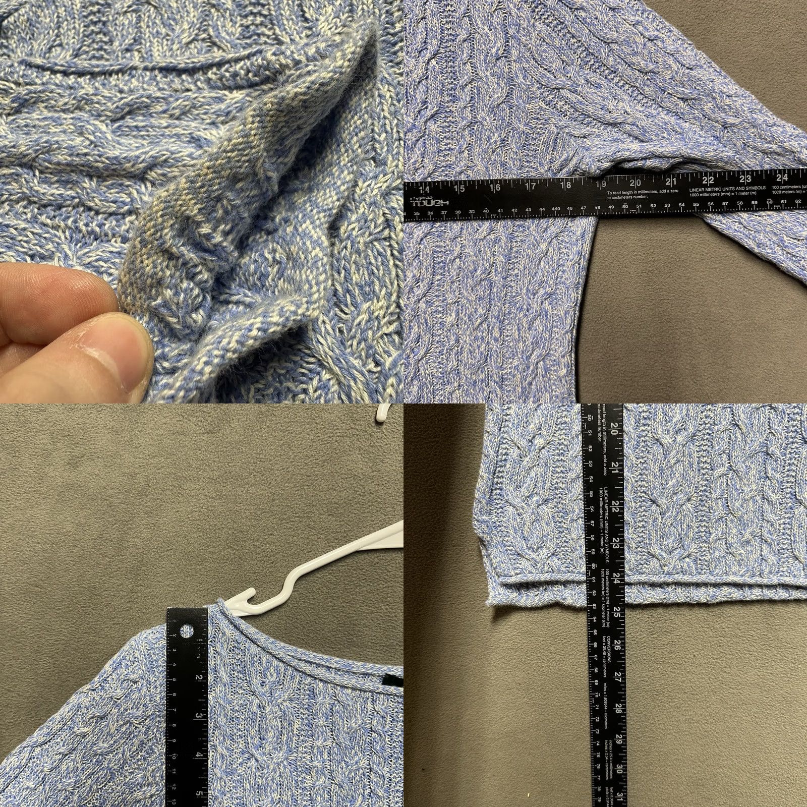 Ralph Lauren VINTAGE Ralph Lauren Sweater Womens Large Blue Cable Knit Roll Neck Cotton LRL Size L / US 10 / IT 46 - 8 Thumbnail