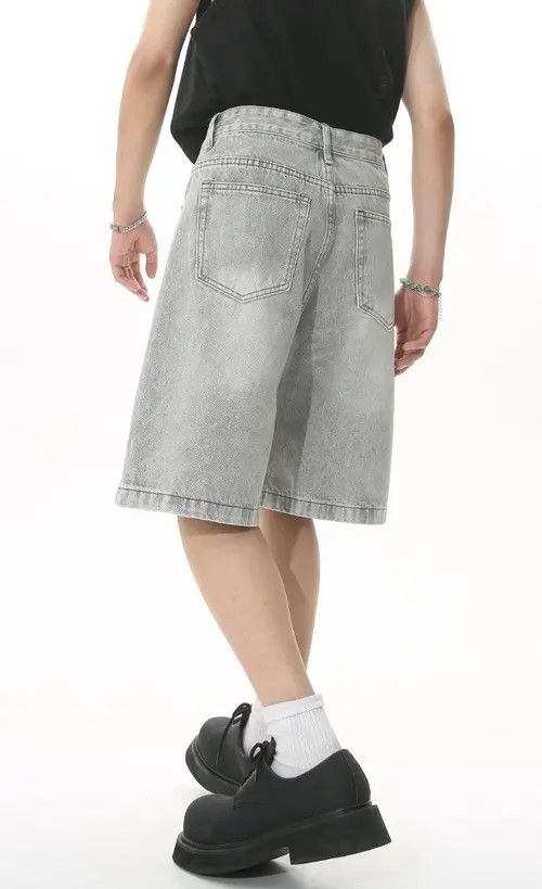 Other Grey Vintage Washed Mid-Rise Casual Denim Shorts Size US 32 / EU 48 - 4 Thumbnail