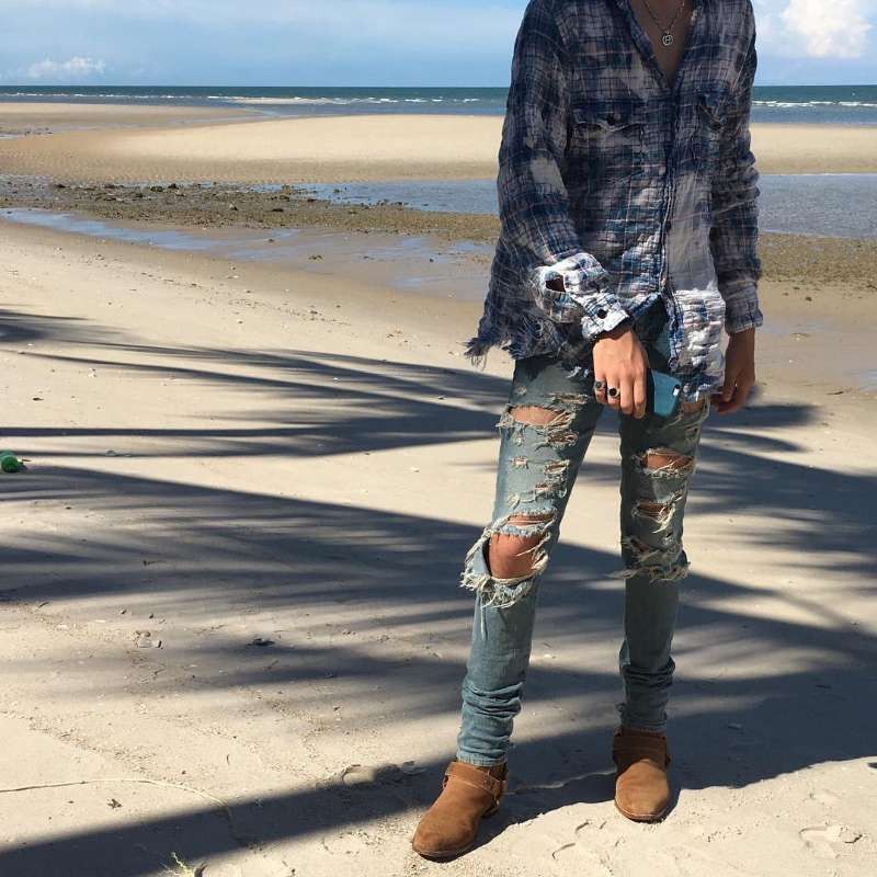 Hedi Slimane × Saint Laurent Paris SLP 14AW D01W Destroyed Jeans 