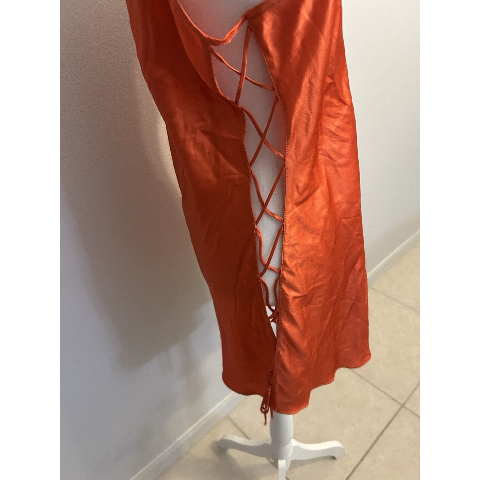 Victoria's Secret Victoria's Secret 100% Silk Slip Dress ORANGE Nightgown L Size ONE SIZE - 10 Thumbnail