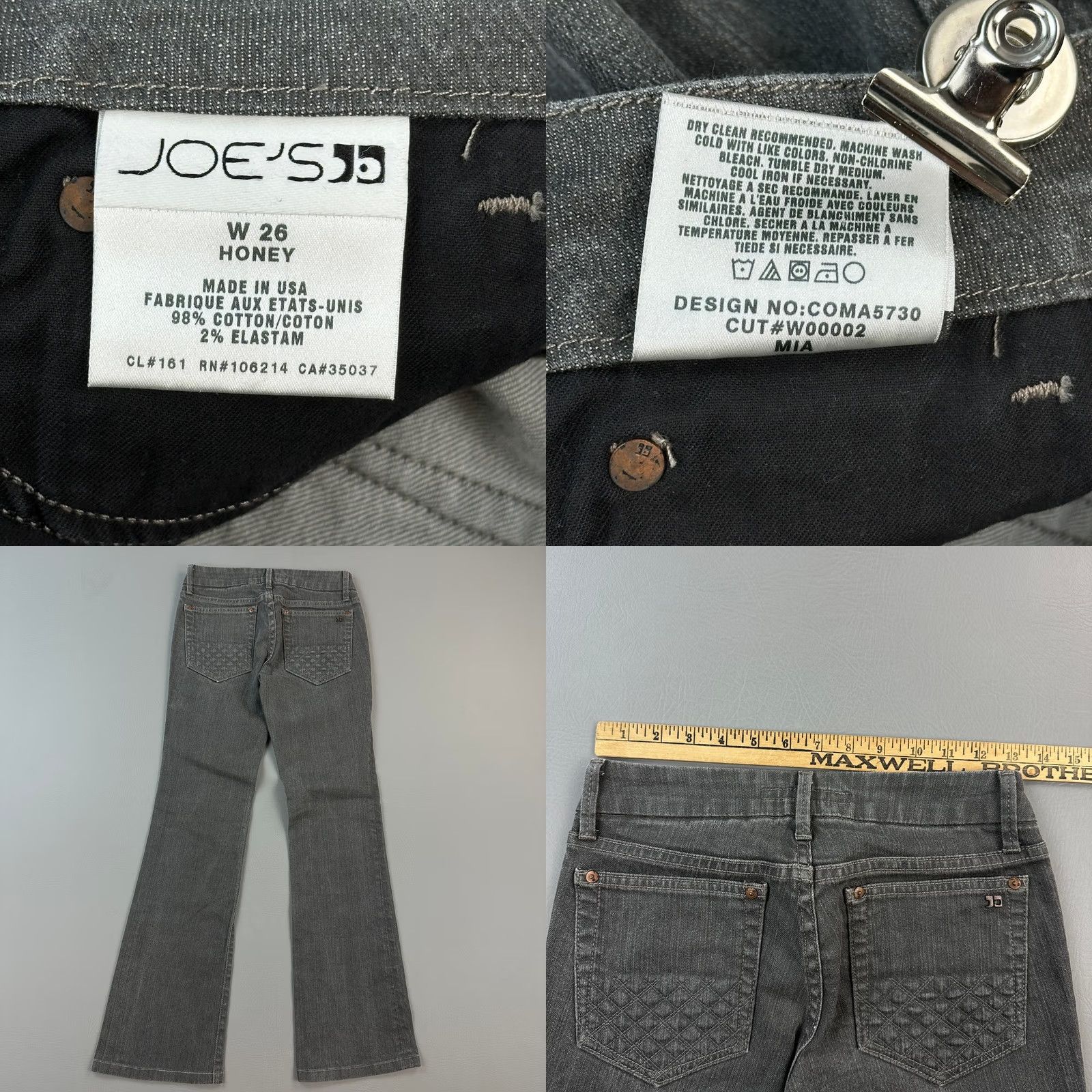 Vintage Joe's Jeans Women's 26 Bootcut Gray Denim 26x31 Mia Stretch USA Made Jeans Size 26" / US 2 / IT 38 - 8 Thumbnail