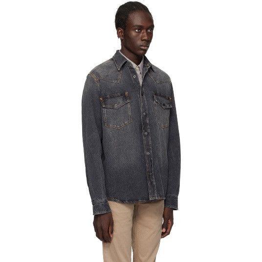 Hugo Boss BOSS Black Faded Denim Shirt | Western Washed Black | Grey Size US S / EU 44-46 / 1 - 3 Thumbnail