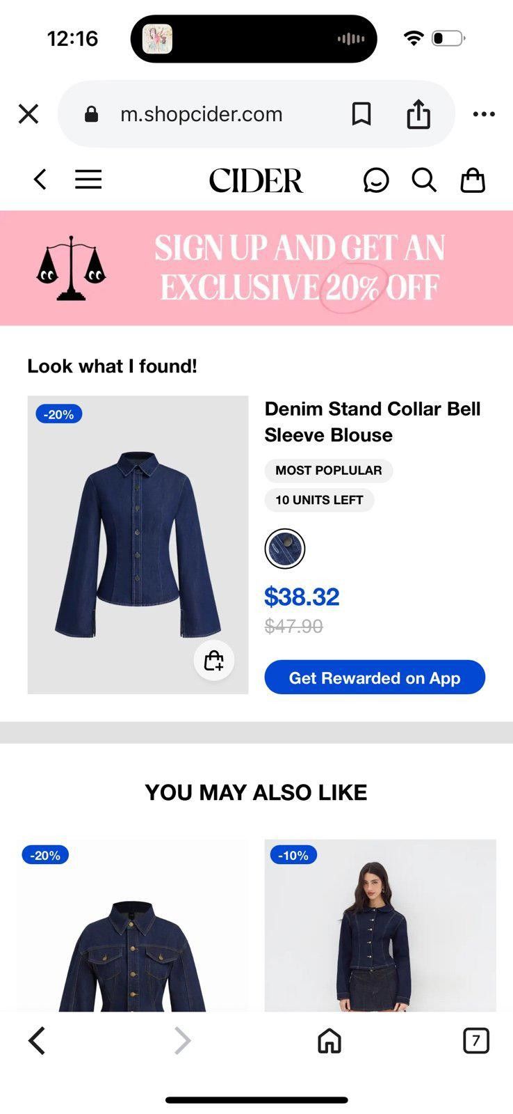 Cyderhouse Cider Denim Stand Collar Bell Sleeve Blouse Size XXS / US 00 / IT 34 - 2 Thumbnail