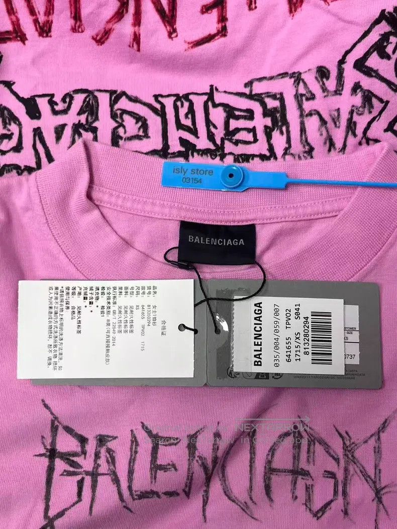 Balenciaga Balenciaga Letter Printed Round Neck Short Sleeve Size XS / US 0-2 / IT 36-38 - 5 Thumbnail