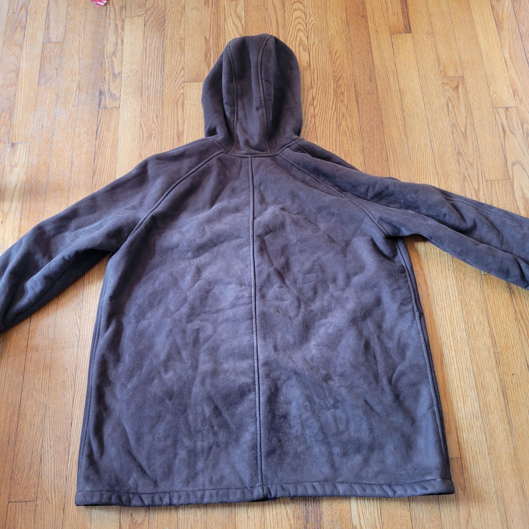 Vintage Liz Claiborne 3X Hooded Faux Fur Lined Brown Moleskin Ranche Size 3XL / US 20-22 - 2 Thumbnail