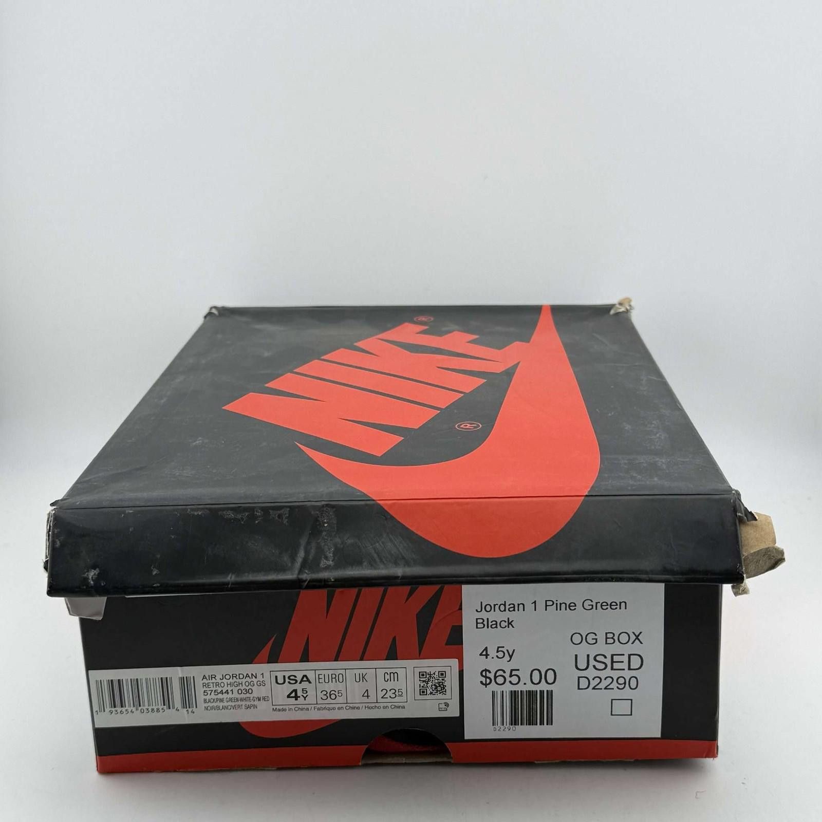 Nike Nike Air Jordan 1 Pine Green Black 4.5Y Used OG Box D2290 Size US 5 / EU 37 - 8 Thumbnail