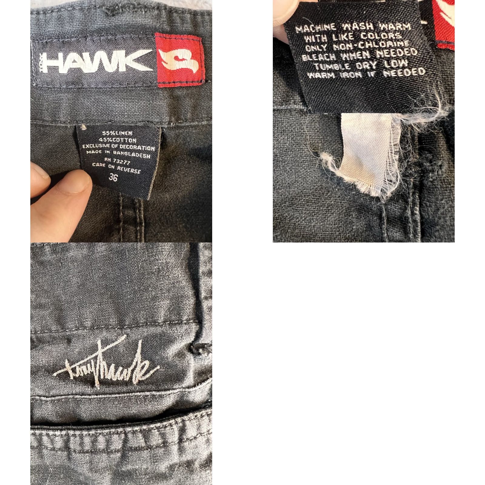 Vintage VINTAGE Tony Hawk Cargo Shorts Mens 36 Black Y2K Skater Pants Short 11.5in Inseam Men’s Cargo Pocket Regular/Flat Front Logo Zipper Button Size US 36 / EU 52 - 8 Thumbnail
