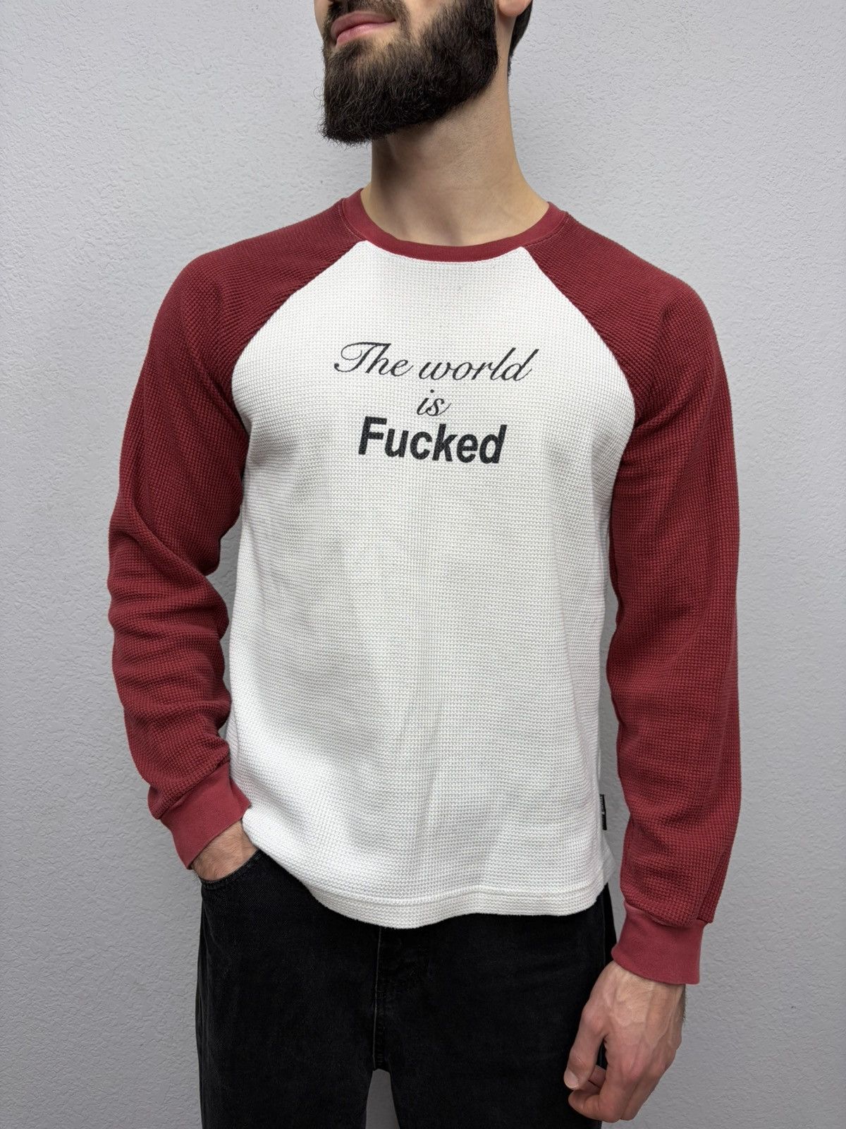 Teddy Fresh Archive Raglan Longsleeve The World Is Fucked Embroidered LG Size US L / EU 52-54 / 3 - 2 Thumbnail