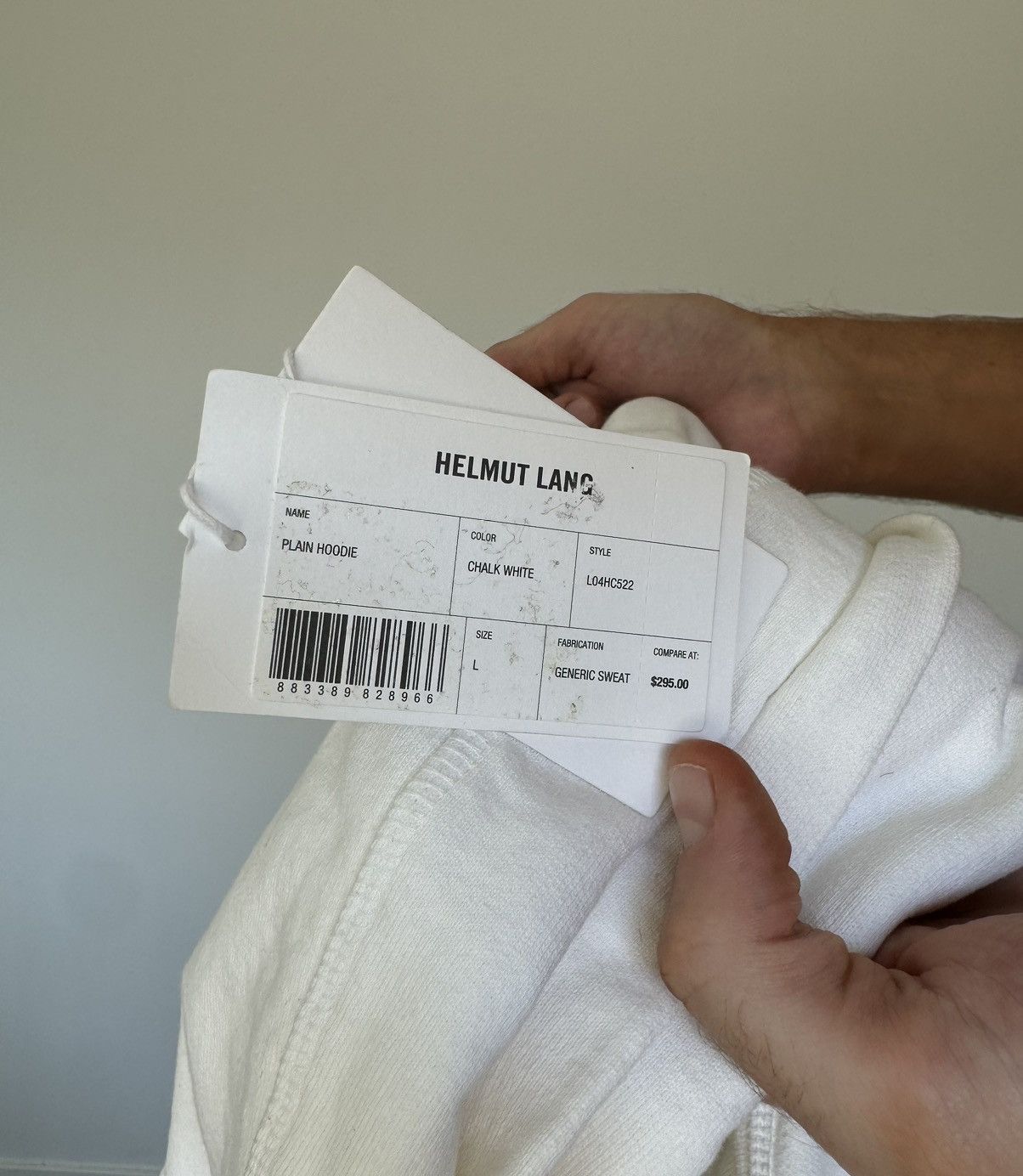 NEW Helmut Lang Boxy White Hoodie