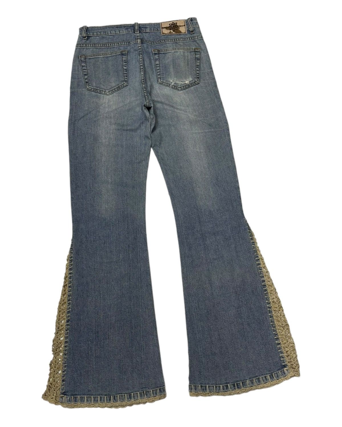 Designer Vintage Flared Jeans Toco Toco Crochet Bootcut Jeans Size US 27 - 4 Thumbnail