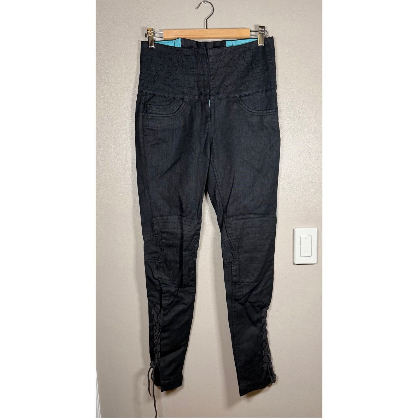 GSUS Sindustries Vintage Y2K Gsus Industries Lace Up Moto Pants size 27 Size 27" / US 4 / IT 40 - 1 Thumbnail