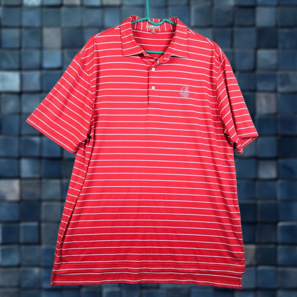 Peter Millar PETER MILLAR Polo Shirt Shirt Men Red White Stripes Sz L Multicolor Short Sleeve Casual Polo Shirt Mens Size US L / EU 52-54 / 3 - 1 Thumbnail