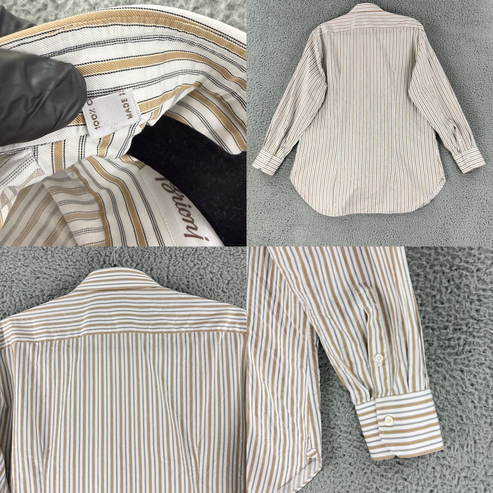 Brioni Brioni Button-Up Shirt Mens XL Tan White Striped Long Sleeve Italy Luxury Business Casual Formal Workwear Size US L / EU 52-54 / 3 - 9 Thumbnail