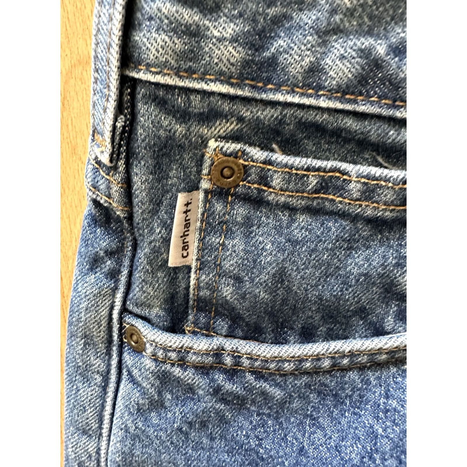 Carhartt VINTAGE Carhartt Fleece Lined Jean Straight Leg Denim Medium Dark Wash Size 36 Size US 36 / EU 52 - 4 Thumbnail