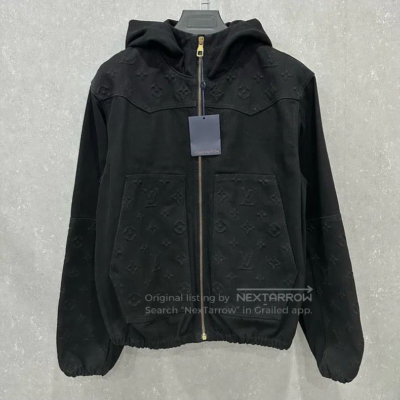 Louis Vuitton Embossed Zip Hooded Denim Jacket