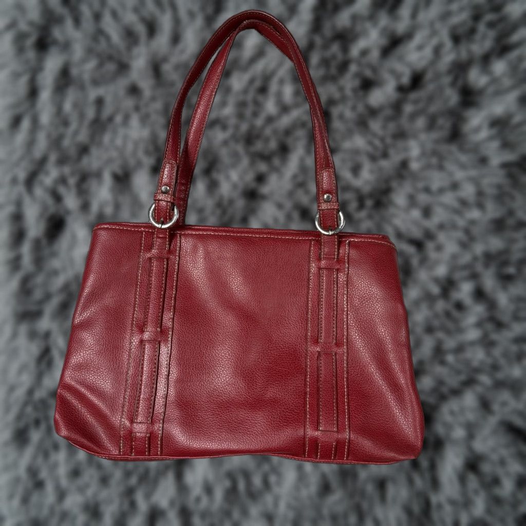 Tommy Hilfiger VINTAGE Tommy Hilfiger Tote Bag Red Medium Faux Leather Shoulder Purse Handbag Women Size ONE SIZE - 1 Thumbnail