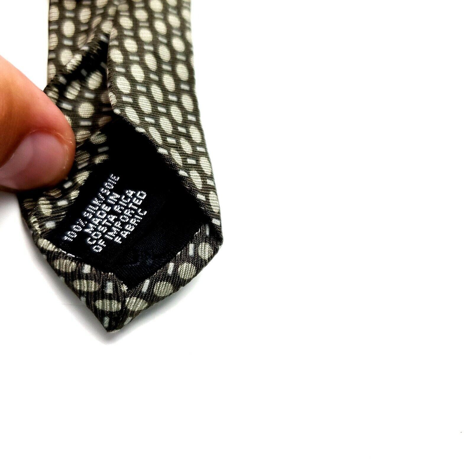 DKNY DKNY Silk Tie Green Print Geometric Size ONE SIZE - 4 Thumbnail