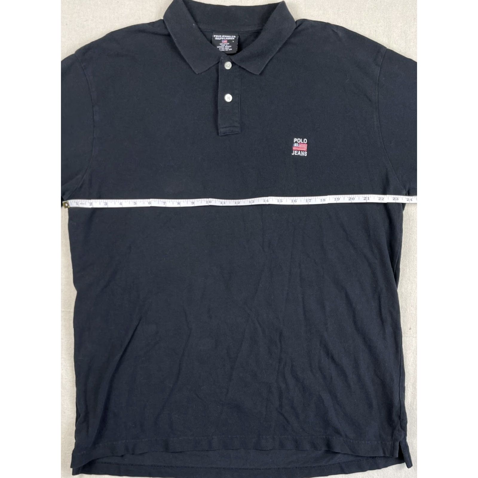 Polo Ralph Lauren VINTAGE Polo Ralph Lauren RL USA Flag Rugby Shirt Mens L Black 90s Polo Golf Preppy 100% Cotton Size US L / EU 52-54 / 3 - 5 Thumbnail