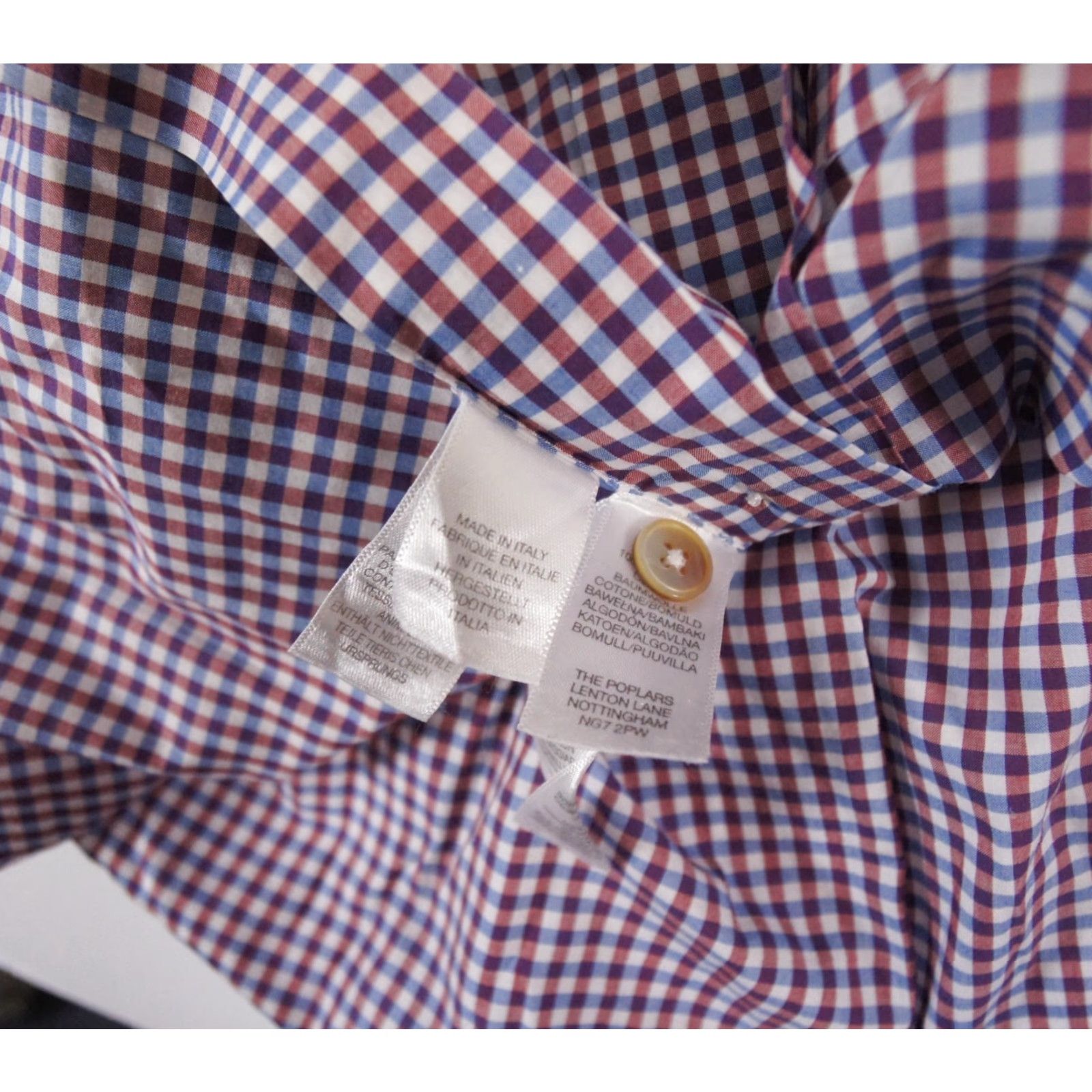 Paul Smith Paul Smith Shirt Mens 15.5" Purple Button Up Long Sleeve Gingham Check Business Shirt Mens Regular L Purple Check Size US L / EU 52-54 / 3 - 7 Thumbnail