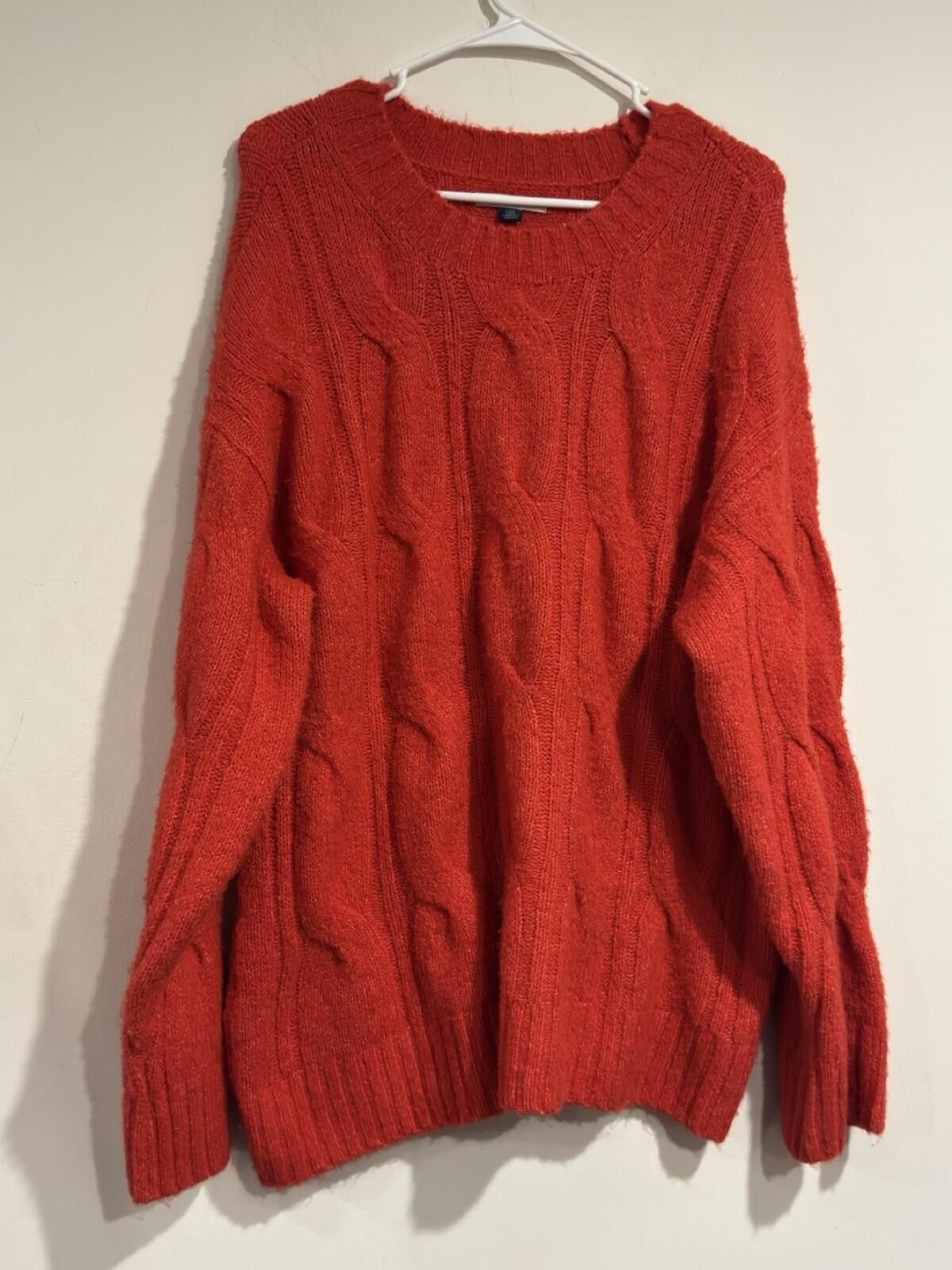 American Eagle Outfitters American Eagle Whoa So Soft Cable Knit Sweater Red Crewneck Size L / US 10 / IT 46 - 8 Thumbnail