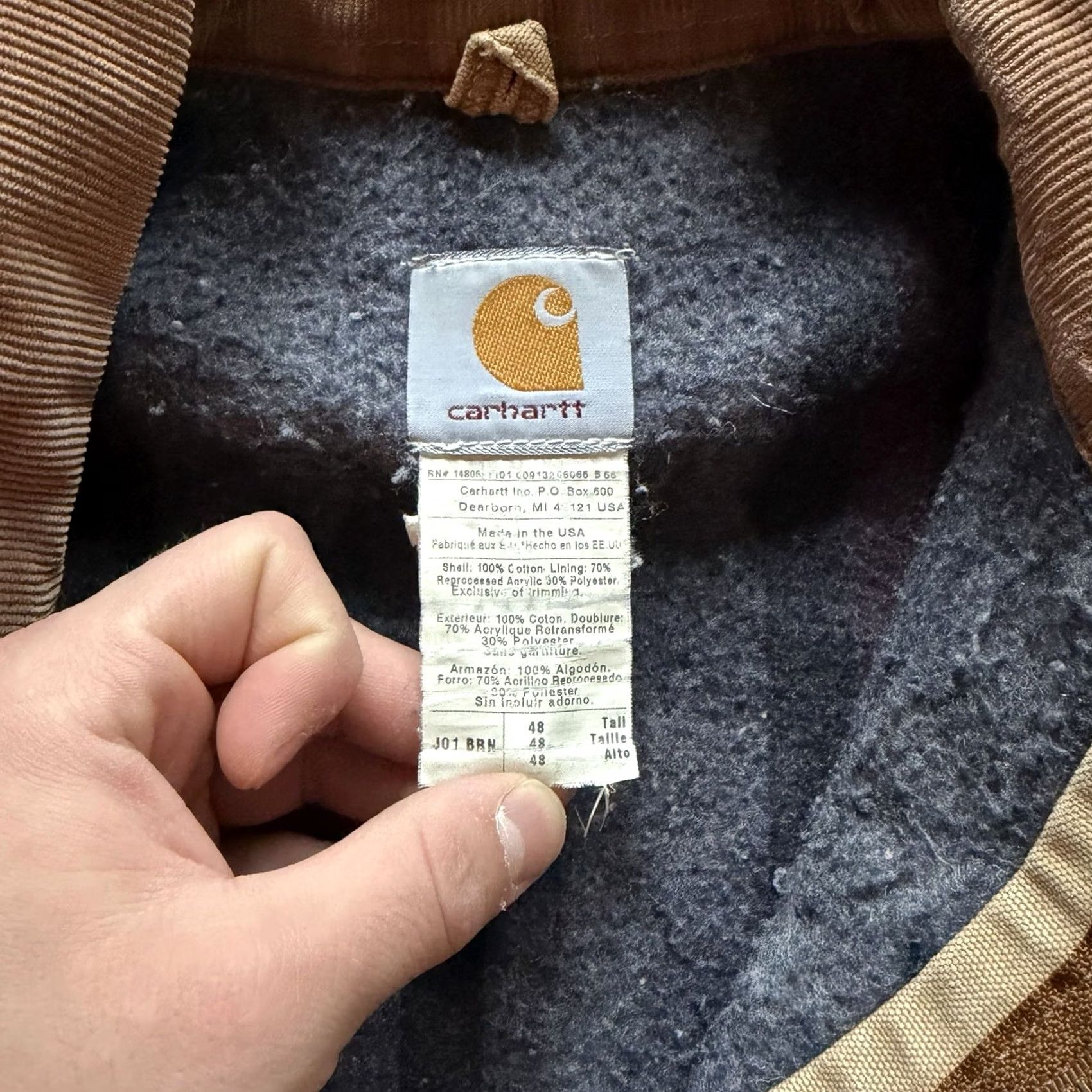Carhartt VINTAGE Carhartt Jacket J01 BRN Brown 48 USA Mens Regular Lined Warmth Canvas Cotton Size US M / EU 48-50 / 2 - 5 Thumbnail
