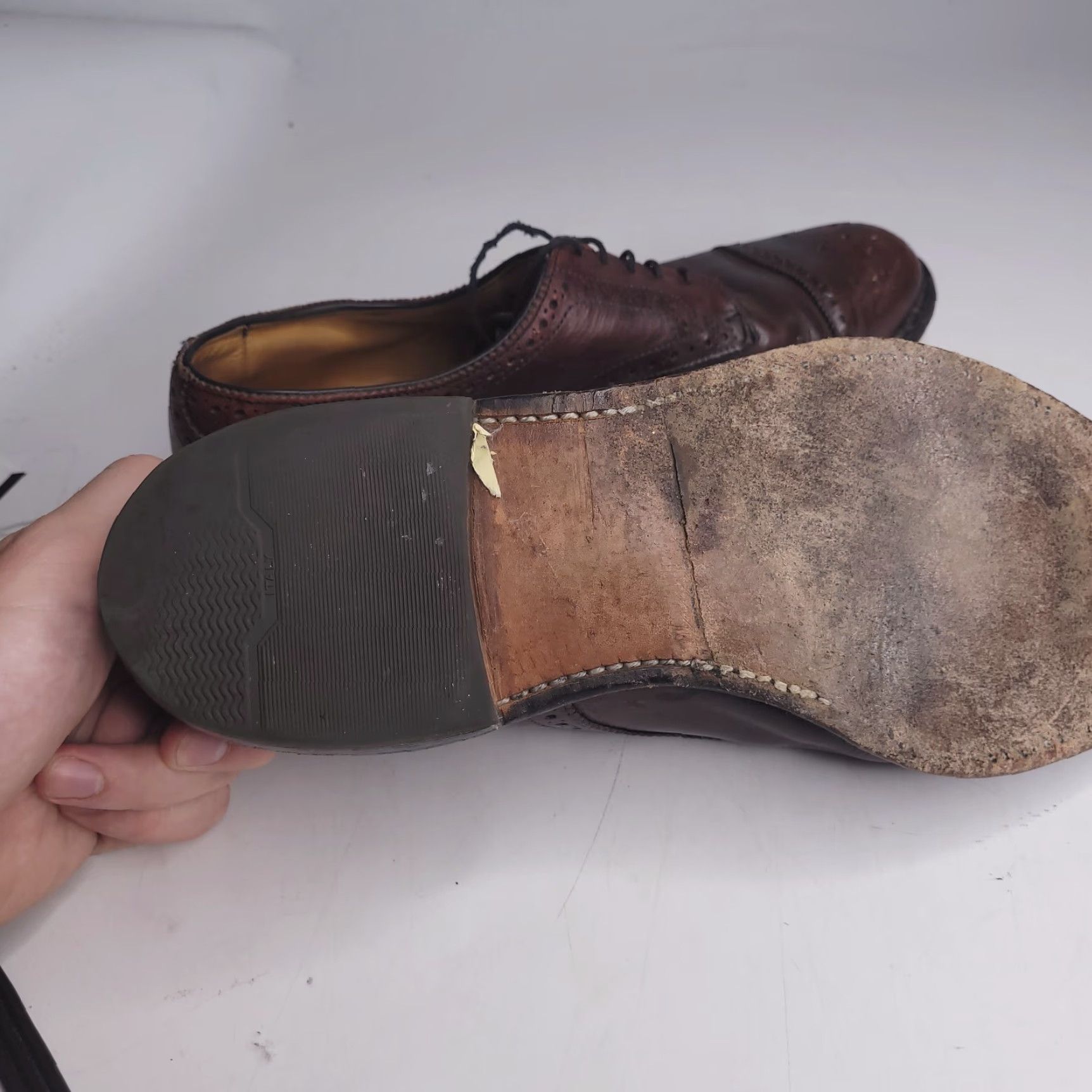 Allen Edmonds Allen Edmonds Dress Shoes Mens 9.5 Brown Lexington USA Leather Wingtip Cap Oxford Shoes Size ONE SIZE - 7 Thumbnail