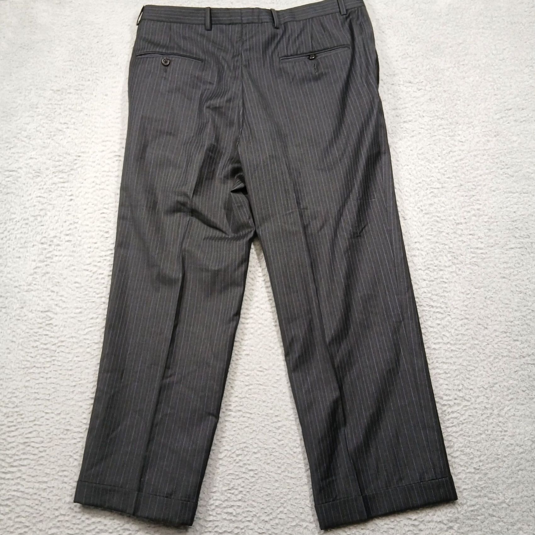Nordstrom VINTAGE? No. Hickey Freeman x Nordstrom Pinstripe Suit Mens 40R 34x29 Charcoal Wool USA EUC Size 40R - 5 Thumbnail