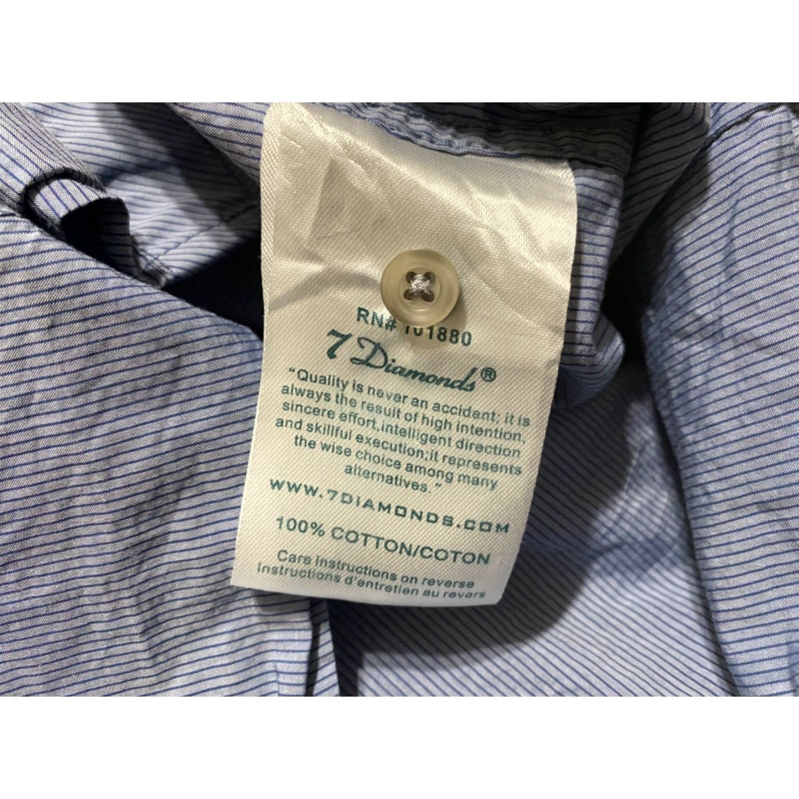 Vintage 7 Diamonds Shirt Mens Large Blue Striped Long Sleeve Button-Front Slim Fit Casual Size US L / EU 52-54 / 3 - 6 Thumbnail