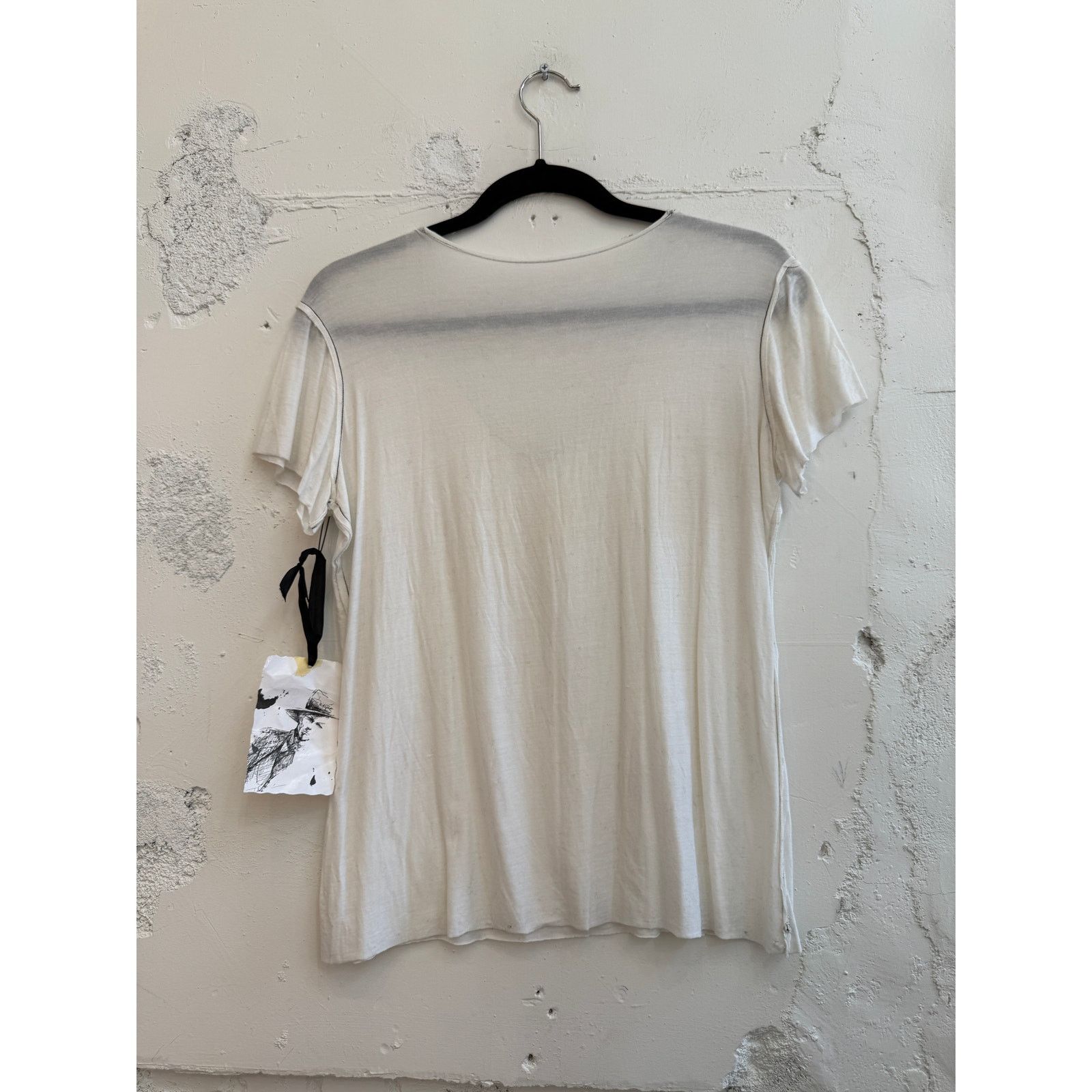 Greg Lauren Greg Lauren SAMPLE Exposed Seams Thin V Neck Tee Size L / US 10 / IT 46 - 2 Thumbnail