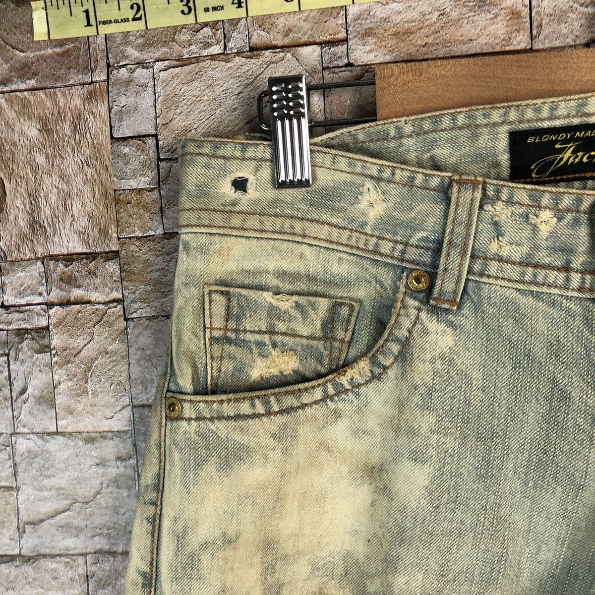 Japanese Brand Jacky Gear japan Blue ripped Distressed Denim Pants #A950 Size US 30 / EU 46 - 7 Thumbnail