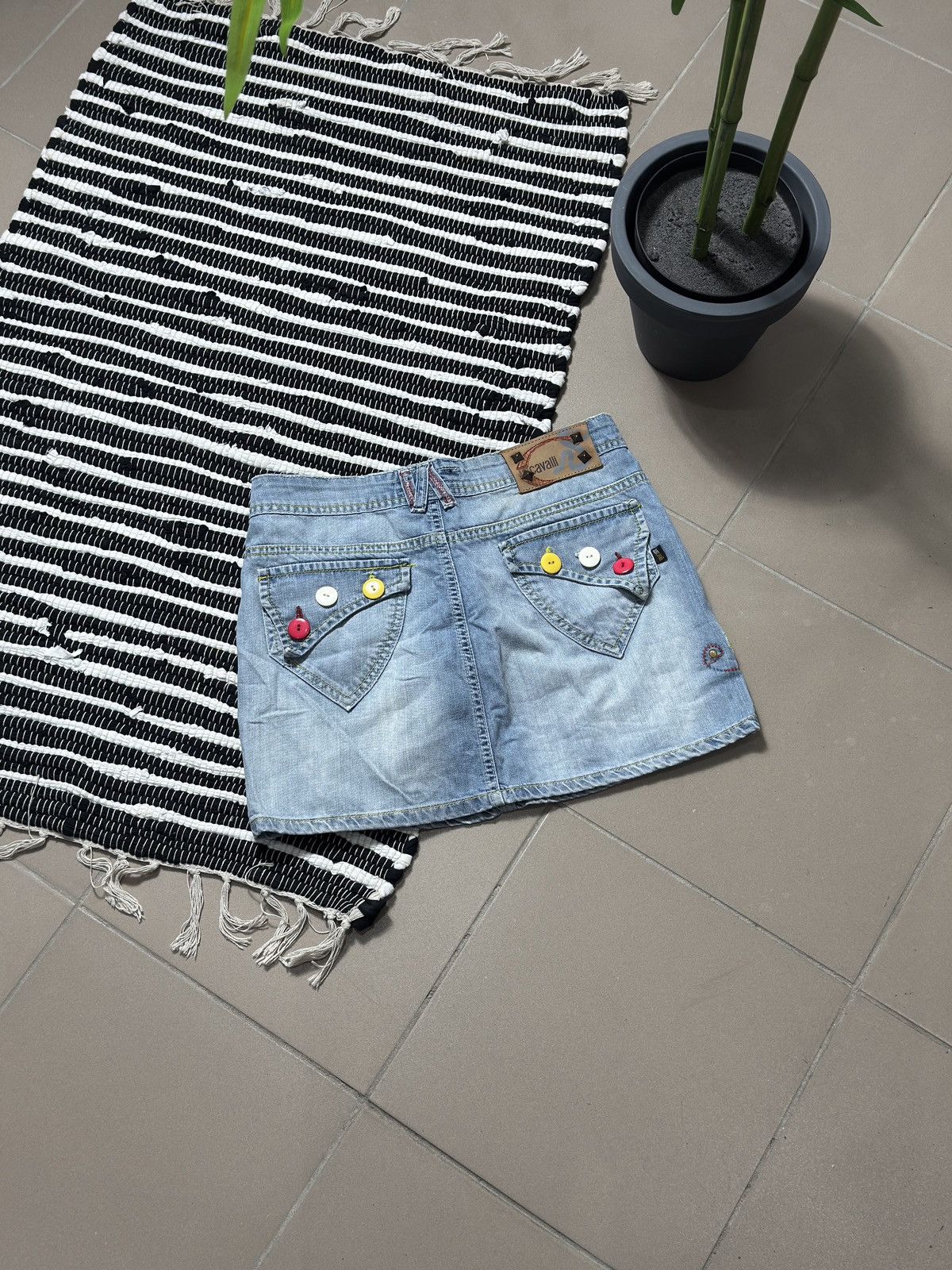 Just Cavalli VINTAGE JUST CAVALLI 2000s MINI DENIM SKIRT Size 29" - 3 Thumbnail