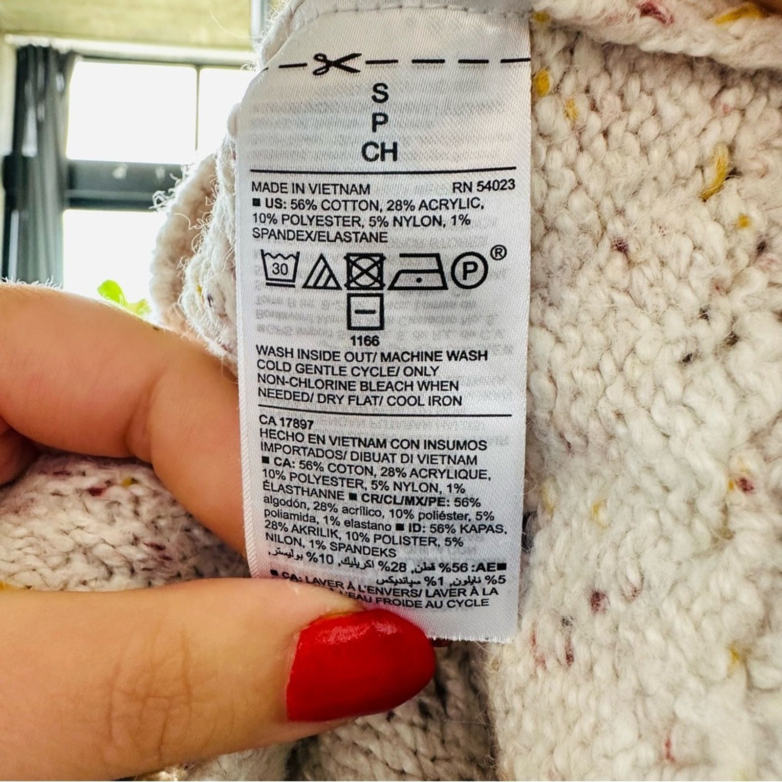 Old Navy OLD NAVY White Marl Chunky Crew Woven Crop Pullover Sweater Size S / US 4 / IT 40 - 8 Thumbnail