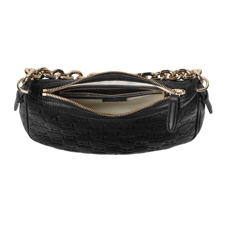 Gucci GUCCI GG Medium Black Leather Shoulder Bag New Auth Size ONE SIZE - 2 Thumbnail