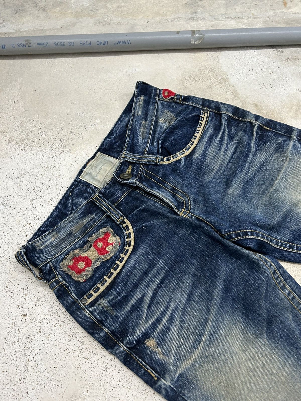 Japanese Brand Vintage Lolita X Yoshitomo Nara Patches Mud Washed Whisker Size US 29 - 8 Thumbnail