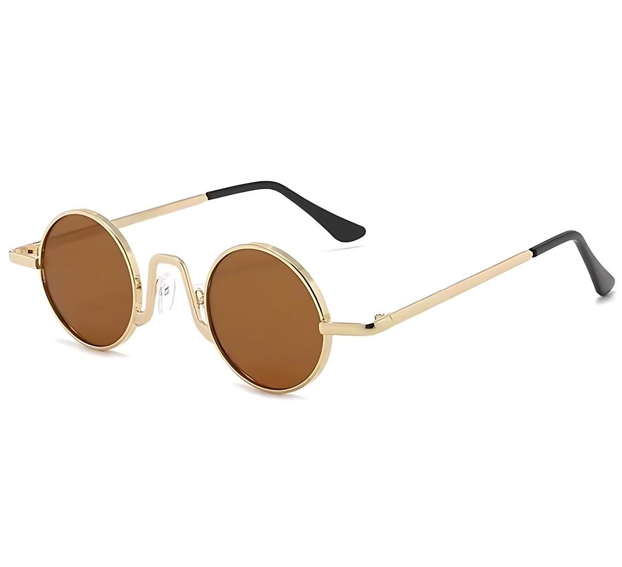 Other Retro Round Metal Sunglasses – Gold Frame with Brown Lenses Size ONE SIZE - 2 Thumbnail