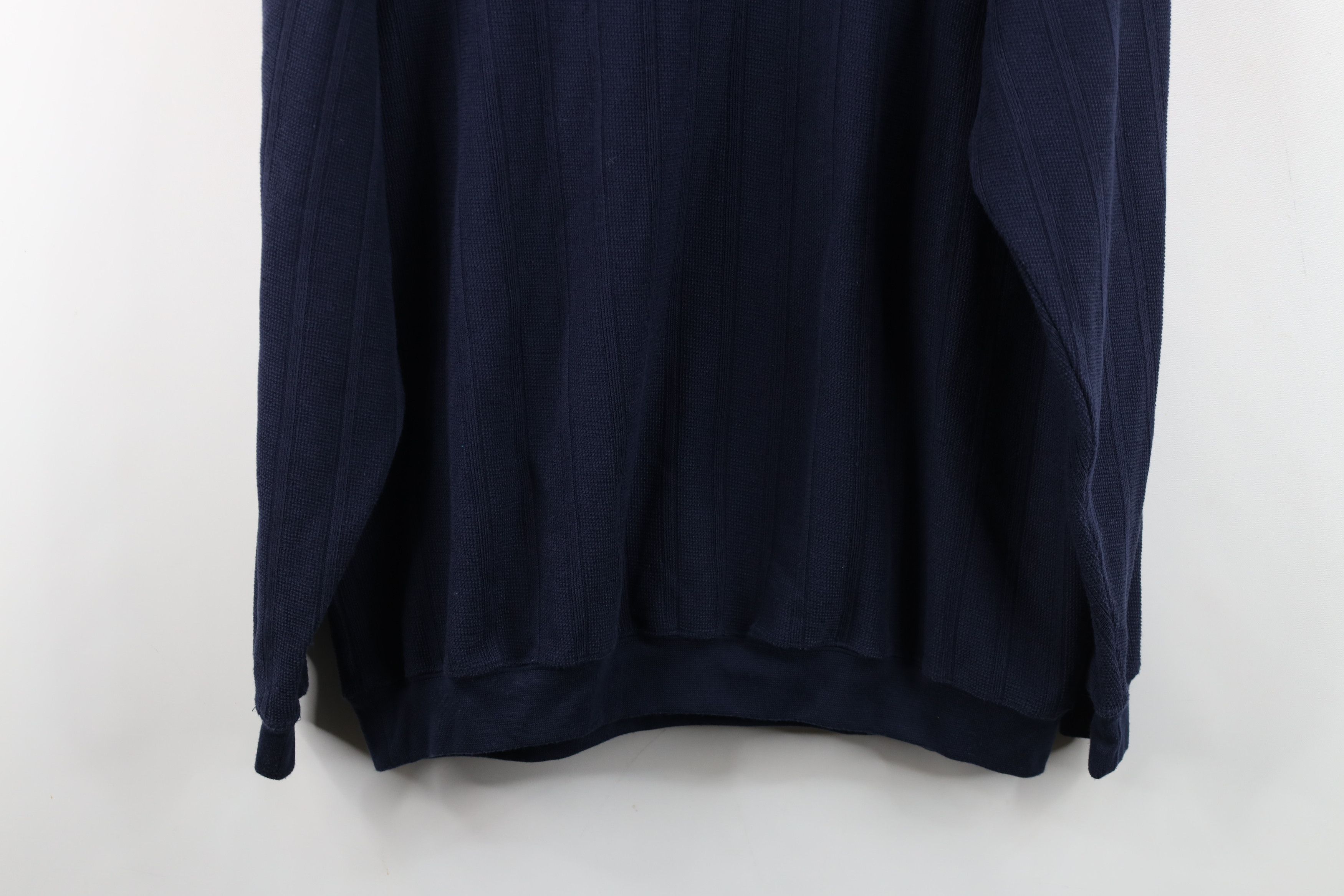 Vintage Vintage 90s Streetwear Waffle Knit Long Sleeve Polo Blue Size US L / EU 52-54 / 3 - 12 Thumbnail