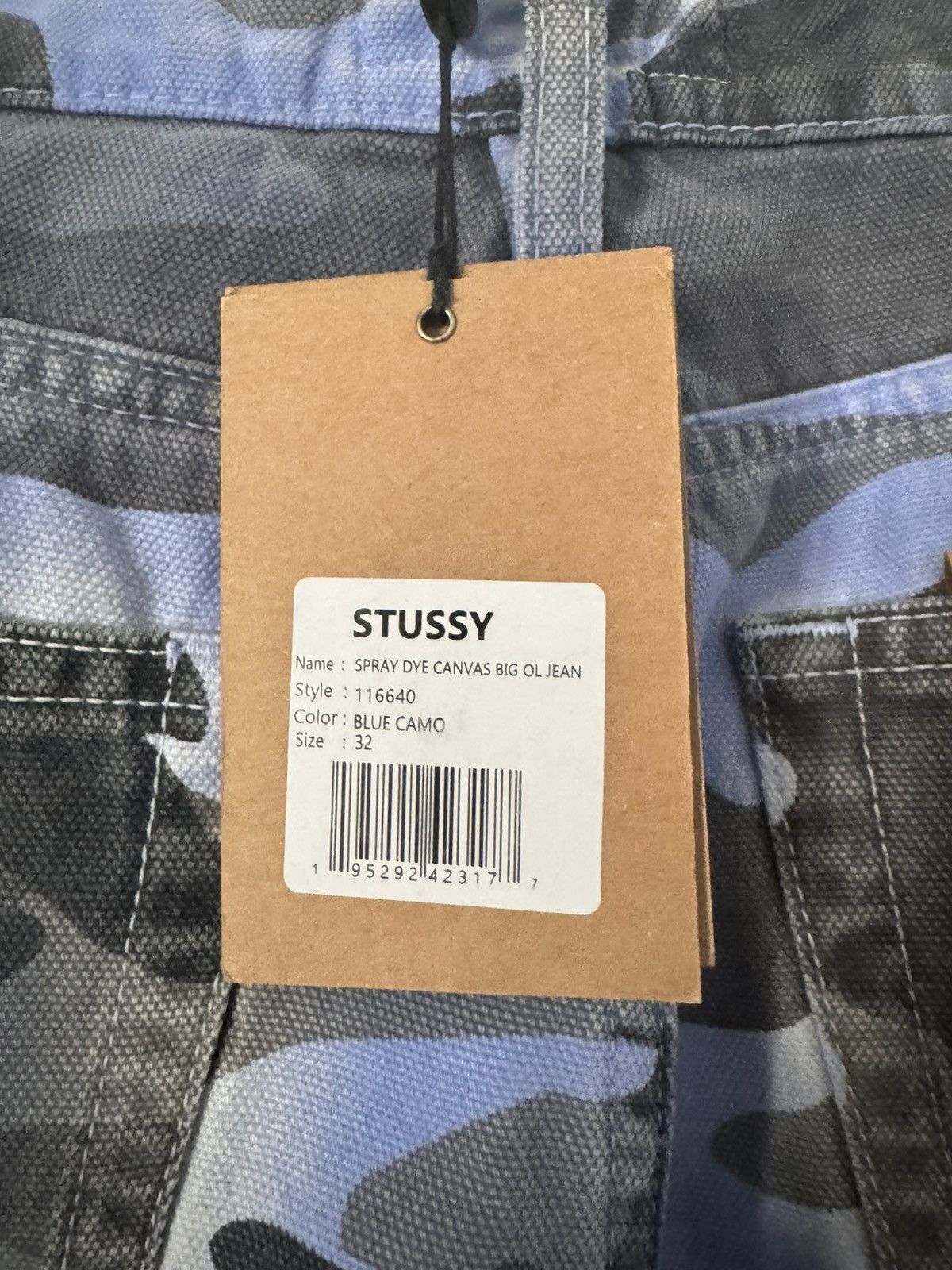 Stussy Spray Dye Canvas Big Ol Jean Blue Camo