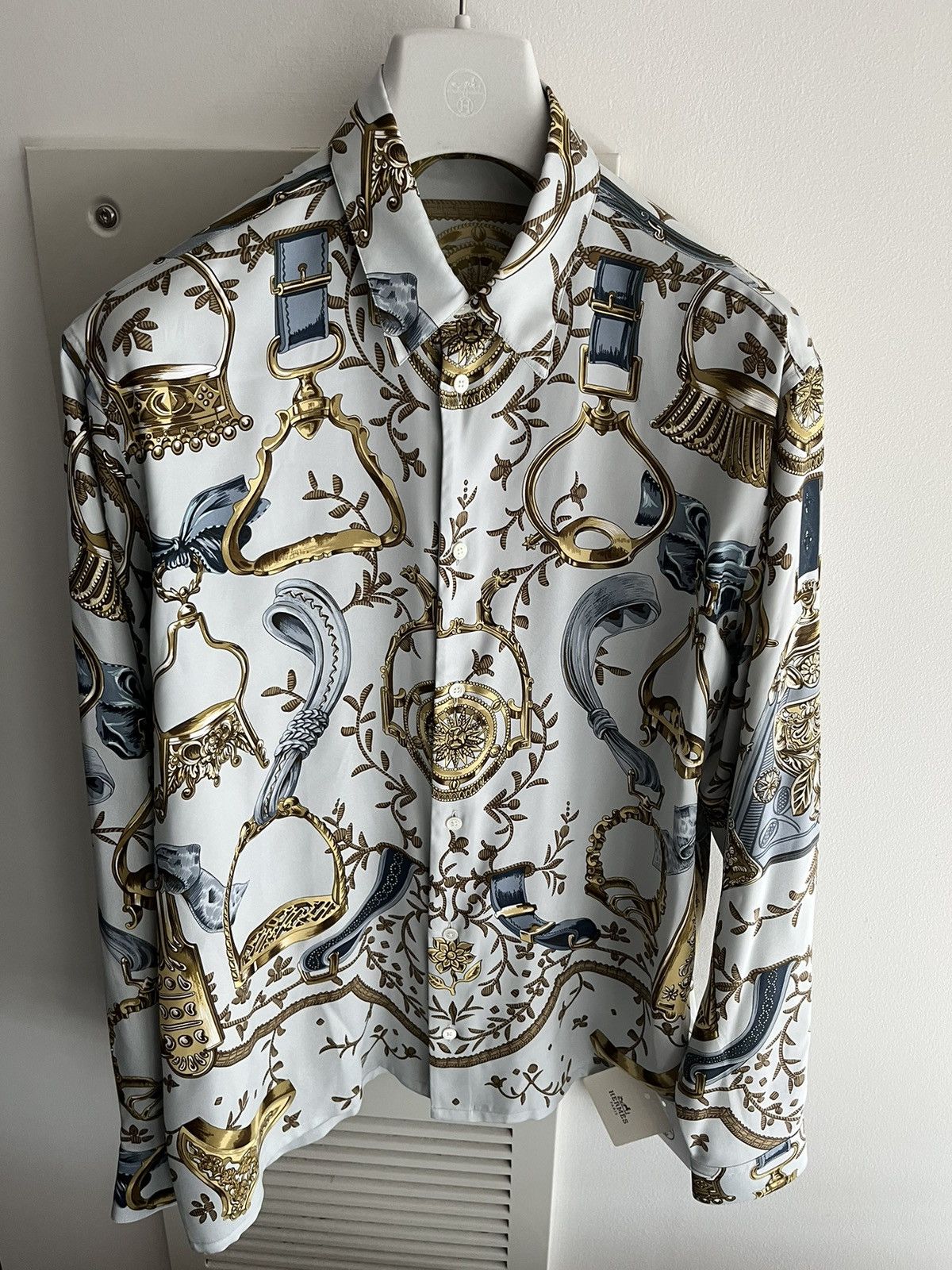 Hermes Hermes 24 SS Super Runway Premium Silk Shirt Size US XL / EU 56 / 4 - 17 Thumbnail