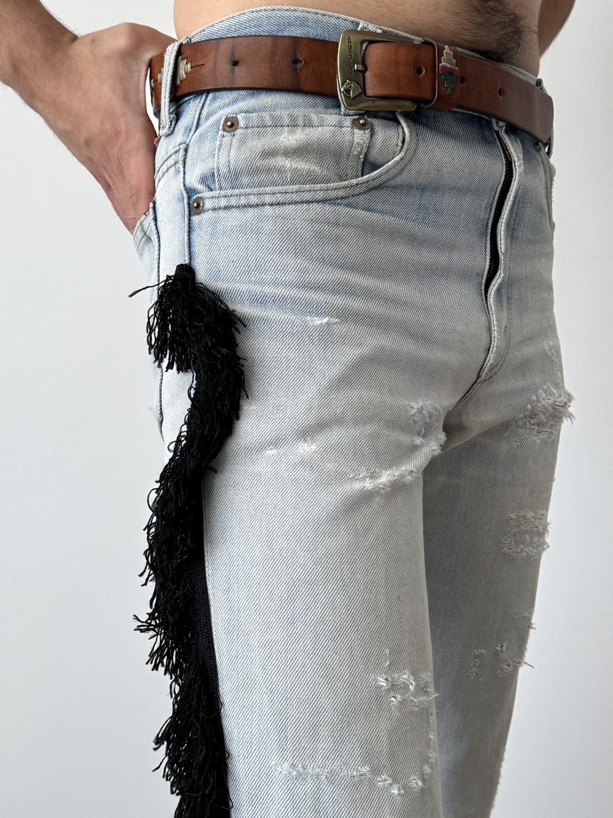 Levi's 1970s Vintage Levi’s 717 0617 USA Hippie Fringe Jeans Pants Size US 30 / EU 46 - 3 Thumbnail