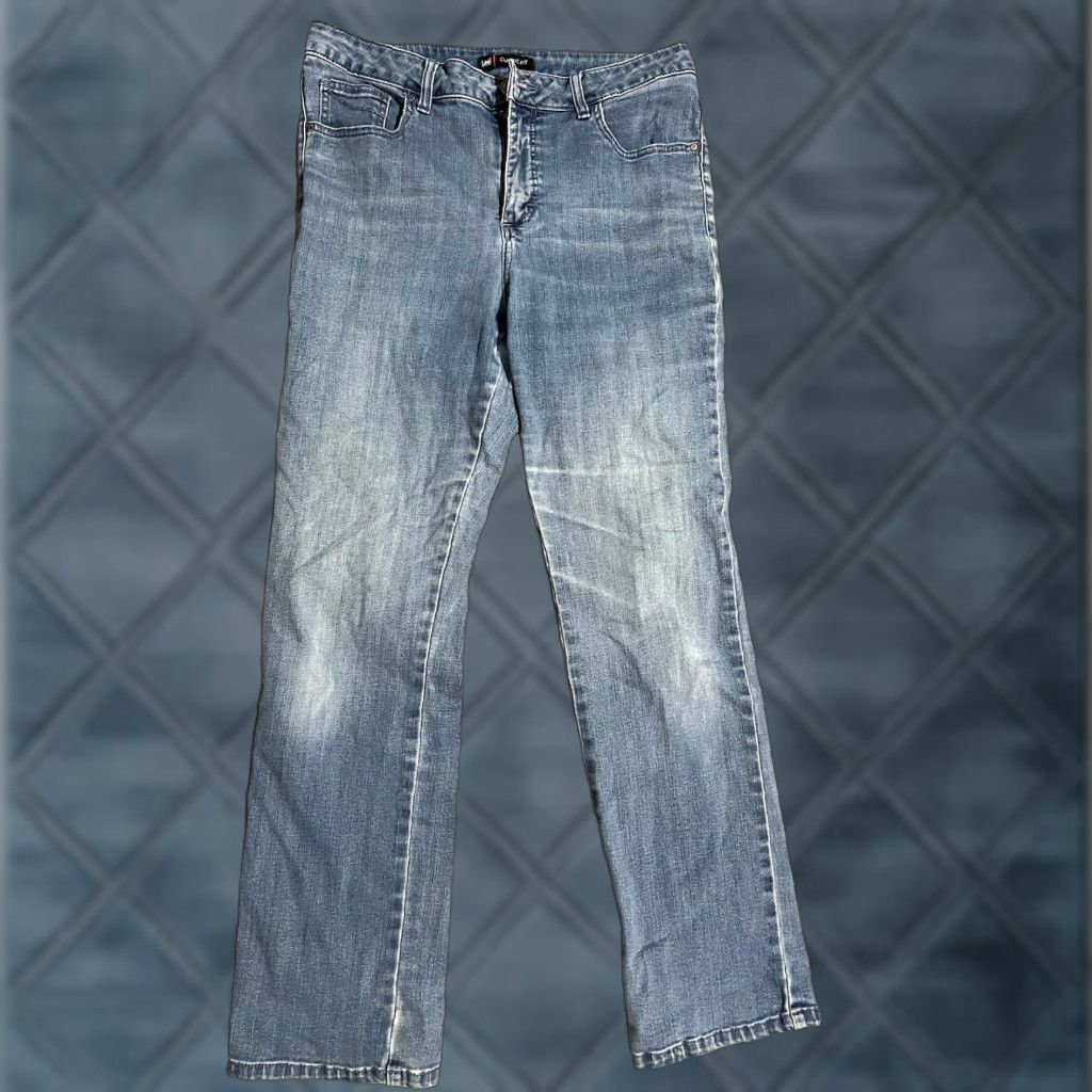 Lee LEE Jeans Regular Straight Leg Mid Rise 5-Pocket Women 30 Blue Denim Cotton Blend Petite 28 Inseam Adult Womens Size 30" / US 8 / IT 44 - 1 Thumbnail