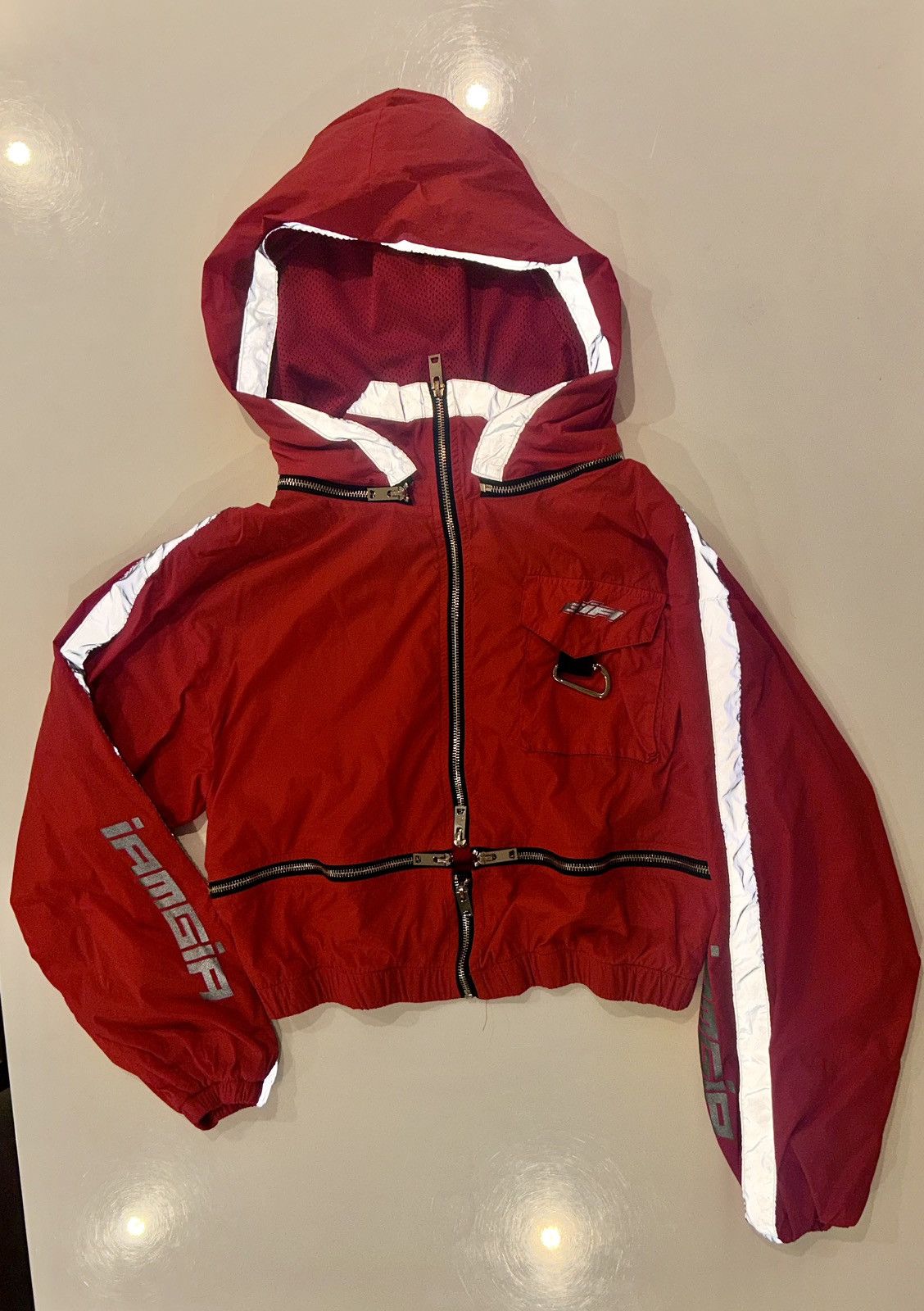 I.AM.GIA LAM.GIA Red & Hooded Silver Reflective Windbreaker (Medium) Size M / US 6-8 / IT 42-44 - 1 Thumbnail